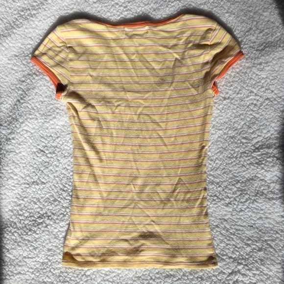 Abercrombie Vintage Striped Yellow Short Sleeve Top - Picture 4 of 7
